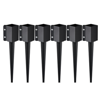 VEVOR Fence Post Anchor Ground Spike, 6 Pack 24 x 4 x 4 Inches Outer Diameter (Inner Diameter 3.5 x3.5 Inches), Metal Black Powder Coated Post Stake Ground, for Mailbox Deck Garden Railing - FXDD35YC24YCUQSQCV0 - view 1
