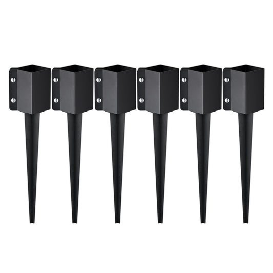 VEVOR Fence Post Anchor Ground Spike, 6 Pack 24 x 4 x 4 Inches Outer Diameter (Inner Diameter 3.5 x3.5 Inches), Metal Black Powder Coated Post Stake Ground, for Mailbox Deck Garden Railing - FXDD35YC24YCUQSQCV0 - view 1