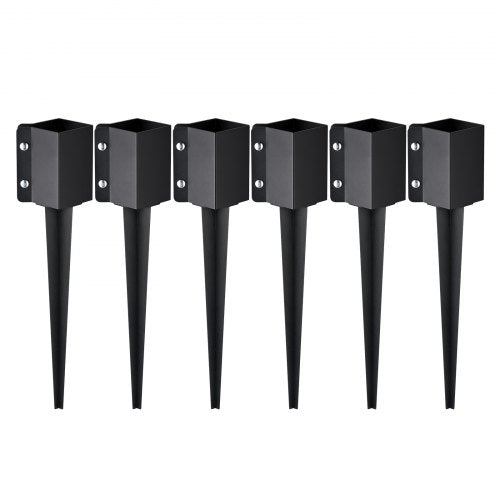VEVOR Fence Post Anchor Ground Spike, 6 Pack 24 x 4 x 4 Inches Outer Diameter (Inner Diameter 3.5 x3.5 Inches), Metal Black Powder Coated Post Stake Ground, for Mailbox Deck Garden Railing - FXDD35YC24YCUQSQCV0 - view 2