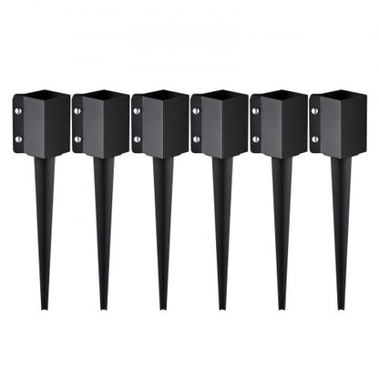 VEVOR Fence Post Anchor Ground Spike, 6 Pack 24 x 4 x 4 Inches Outer Diameter (Inner Diameter 3.5 x3.5 Inches), Metal Black Powder Coated Post Stake Ground, for Mailbox Deck Garden Railing - FXDD35YC24YCUQSQCV0 - view 2