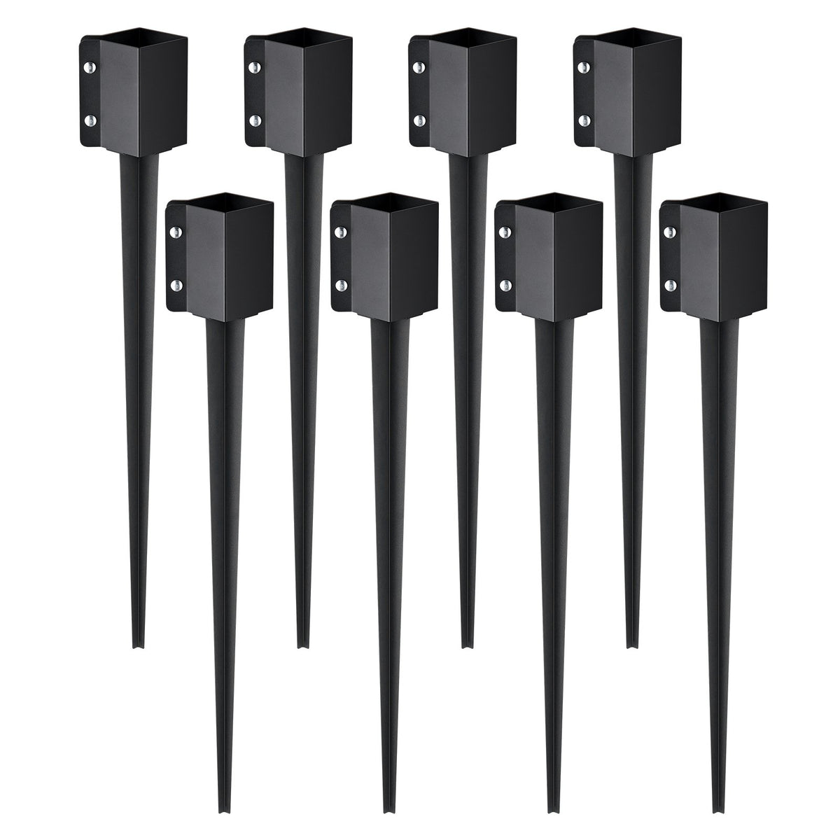 VEVOR Fence Post Anchor Ground Spike, 8 Pack 36 x 4 x 4 Inches Outer Diameter (Inner Diameter 3.5 x3.5 Inches), Metal Black Powder Coated Post Stake Ground, for Mailbox Deck Garden Railing - FXDD35YC36YCFYQFFV0 - view 1