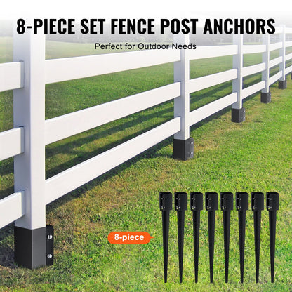 VEVOR Fence Post Anchor Ground Spike, 8 Pack 36 x 4 x 4 Inches Outer Diameter (Inner Diameter 3.5 x3.5 Inches), Metal Black Powder Coated Post Stake Ground, for Mailbox Deck Garden Railing - FXDD35YC36YCFYQFFV0 - view 6