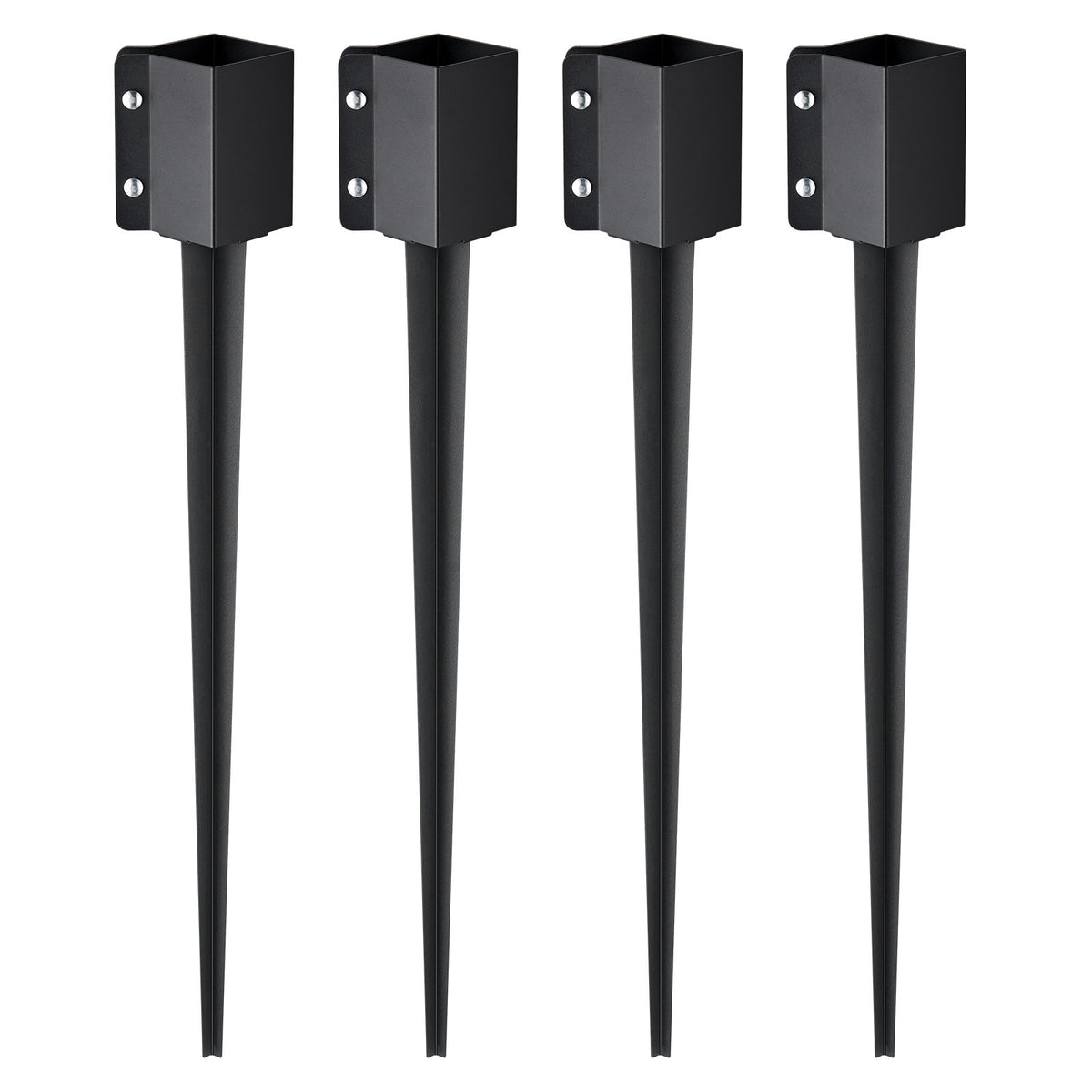 VEVOR Fence Post Anchor Ground Spike, 4 Pack 36 x 4 x 4 Inches Outer Diameter (Inner Diameter 3.5 x3.5 Inches), Metal Black Powder Coated Post Stake Ground, for Mailbox Deck Garden Railing - FXDD35YC36YCP7NVLV0 - view 1