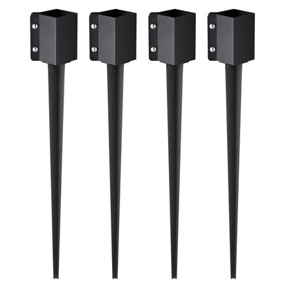 VEVOR Fence Post Anchor Ground Spike, 4 Pack 36 x 4 x 4 Inches Outer Diameter (Inner Diameter 3.5 x3.5 Inches), Metal Black Powder Coated Post Stake Ground, for Mailbox Deck Garden Railing - FXDD35YC36YCP7NVLV0 - view 1