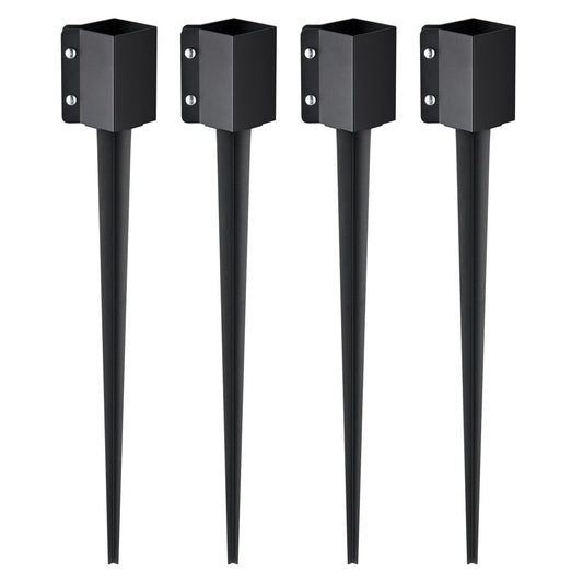 VEVOR Fence Post Anchor Ground Spike, 4 Pack 36 x 4 x 4 Inches Outer Diameter (Inner Diameter 3.5 x3.5 Inches), Metal Black Powder Coated Post Stake Ground, for Mailbox Deck Garden Railing - FXDD35YC36YCP7NVLV0 - view 1