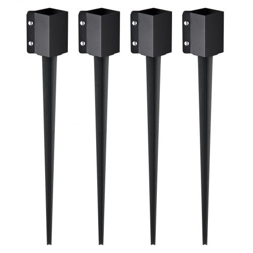 VEVOR Fence Post Anchor Ground Spike, 4 Pack 36 x 4 x 4 Inches Outer Diameter (Inner Diameter 3.5 x3.5 Inches), Metal Black Powder Coated Post Stake Ground, for Mailbox Deck Garden Railing - FXDD35YC36YCP7NVLV0 - view 2