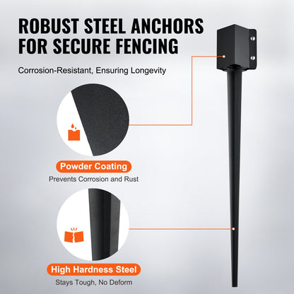 VEVOR Fence Post Anchor Ground Spike, 4 Pack 36 x 4 x 4 Inches Outer Diameter (Inner Diameter 3.5 x3.5 Inches), Metal Black Powder Coated Post Stake Ground, for Mailbox Deck Garden Railing - FXDD35YC36YCP7NVLV0 - view 4