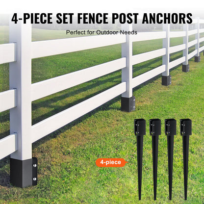 VEVOR Fence Post Anchor Ground Spike, 4 Pack 36 x 4 x 4 Inches Outer Diameter (Inner Diameter 3.5 x3.5 Inches), Metal Black Powder Coated Post Stake Ground, for Mailbox Deck Garden Railing - FXDD35YC36YCP7NVLV0 - view 6