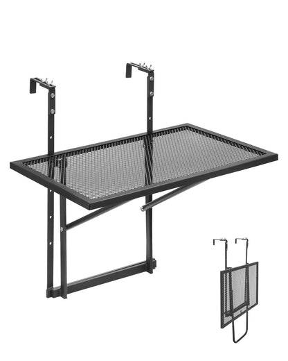 VEVOR Balcony Hanging Table, 19 x 24 in Metal Folding Balcony Railing Table, Outdoor Balcony Bar Table for Railings, 5-Level Adjustable, Fit Railing from 1" to 4.7", Serving Table for Patio & Deck - FXGZJS19INCHGLWKXV0 - view 1