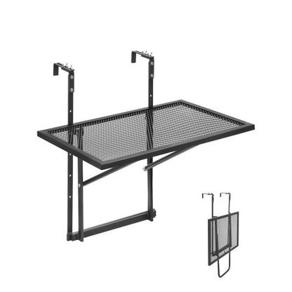 VEVOR Balcony Hanging Table, 19 x 24 in Metal Folding Balcony Railing Table, Outdoor Balcony Bar Table for Railings, 5-Level Adjustable, Fit Railing from 1" to 4.7", Serving Table for Patio & Deck - FXGZJS19INCHGLWKXV0 - view 2