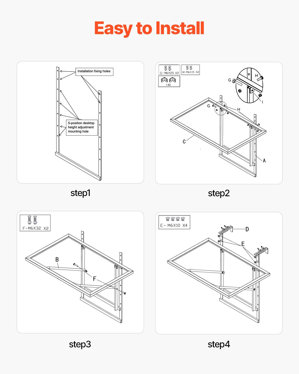 VEVOR Balcony Hanging Table, 19 x 24 in Metal Folding Balcony Railing Table, Outdoor Balcony Bar Table for Railings, 5-Level Adjustable, Fit Railing from 1" to 4.7", Serving Table for Patio & Deck - FXGZJS19INCHGLWKXV0 - view 5