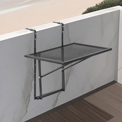VEVOR Balcony Hanging Table, 19 x 24 in Metal Folding Balcony Railing Table, Outdoor Balcony Bar Table for Railings, 5-Level Adjustable, Fit Railing from 1" to 4.7", Serving Table for Patio & Deck - FXGZJS19INCHGLWKXV0 - view 9