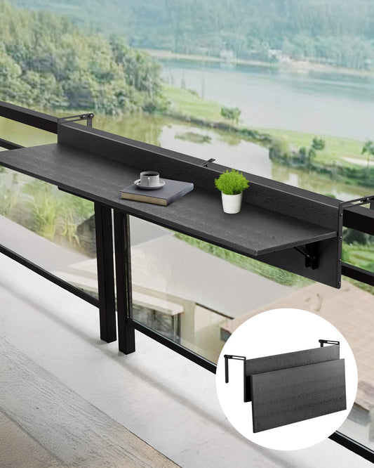 VEVOR Balcony Hanging Table, 12 x 48 in Folding Balcony Railing Table, Outdoor Balcony Bar Table for Railings, 50 lbs Loading, Fit Railing from 1" to 4.3", Serving Table for Patio & Deck - FXGZMZ12INCH0ANITV0 - view 1