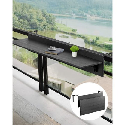 VEVOR Balcony Hanging Table, 12 x 48 in Folding Balcony Railing Table, Outdoor Balcony Bar Table for Railings, 50 lbs Loading, Fit Railing from 1" to 4.3", Serving Table for Patio & Deck - FXGZMZ12INCH0ANITV0 - view 2