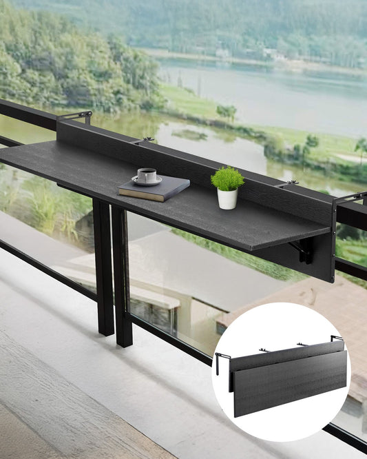 VEVOR Balcony Hanging Table, 12 x 59 in Folding Balcony Railing Table, Outdoor Balcony Bar Table for Railings, 50 lbs Loading, Fit Railing from 1" to 5.9", Serving Table for Patio & Deck - FXGZMZ12INCHJ4NJOV0 - view 1