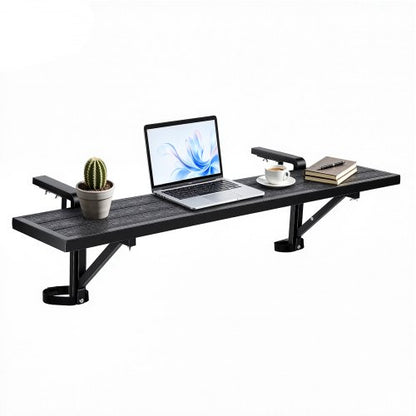 VEVOR Balcony Hanging Table 49" x 9.4" 60 lbs Balcony Railing Bar Table, for Outdoor Patio Garden Deck Use, Fits 1"-2.6" Rails, Adjustable Bracket Spacing, Durable Wood-Plastic Composite Material - FXGZSM10INCHXWOPK001V0 - view 2
