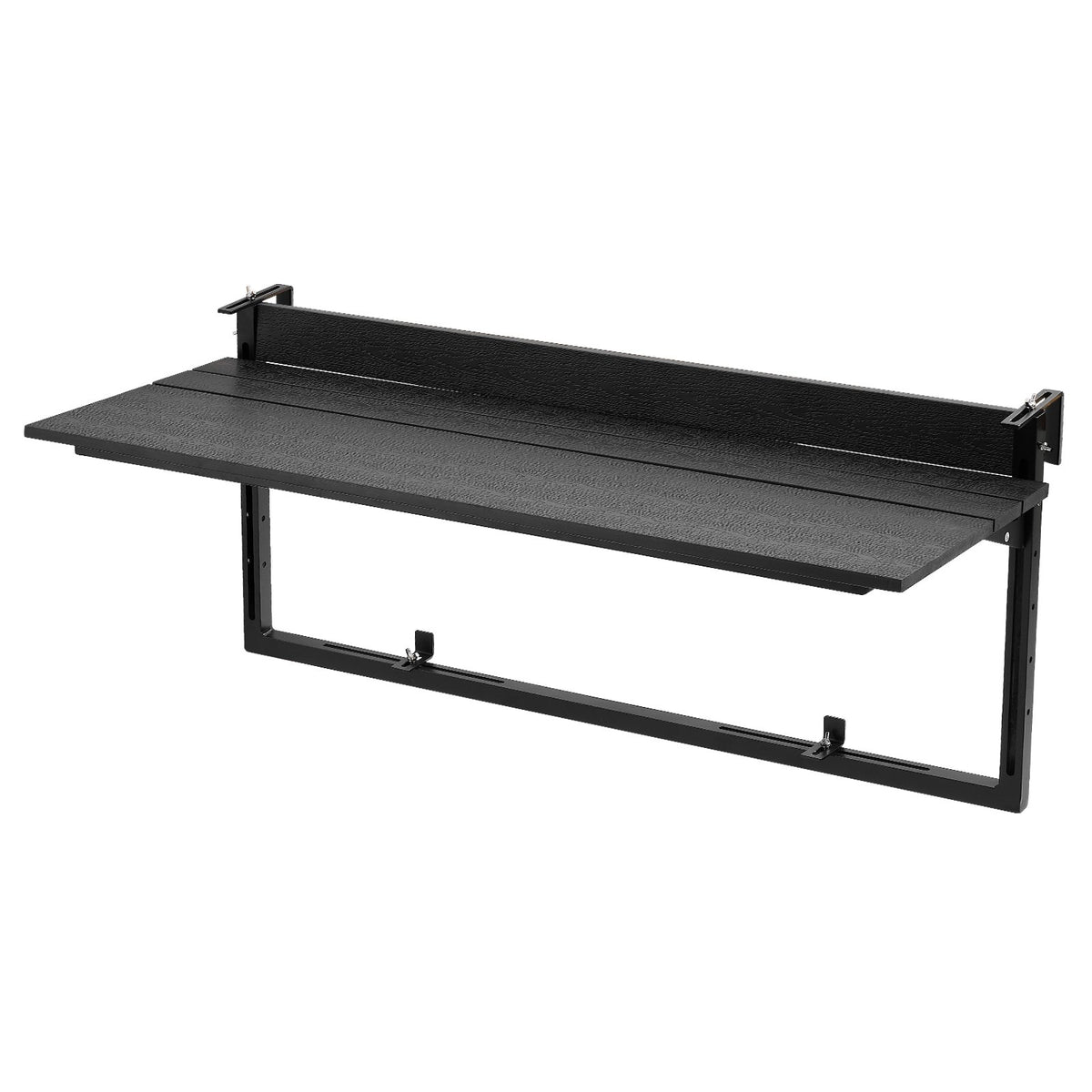 VEVOR Balcony Hanging Table 40" x 15" 60 lbs Folding Railing Bar Table, for Outdoor Patio Garden Deck Use, Fits 0-3.5" Rails, 5-Level Adjustable Height, Durable Wood-Plastic Composite Material - FXGZSM15INCH6WPLZ001V0 - view 10
