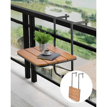 VEVOR Balcony Hanging Table, 25 x 24 in Folding Balcony Railing Table, Outdoor Balcony Bar Table for Railings, 4-Level Adjustable, Fit Railing from 1" to 8.27", Serving Table for Patio & Deck - FXGZSM25INCHDZVCRV0 - view 2
