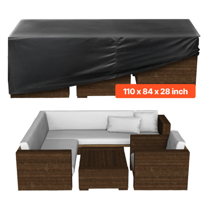 VEVOR Patio Furniture Cover, 420D Heavy Duty Waterproof Outdoor Dining Table and Chairs Cover, Large Rectangular Patio Table Covers with Air Vent for All Weather, 110L x 84W x 28H inch, Black - FXJJZNJB1108RARAJ001V0 - view 1