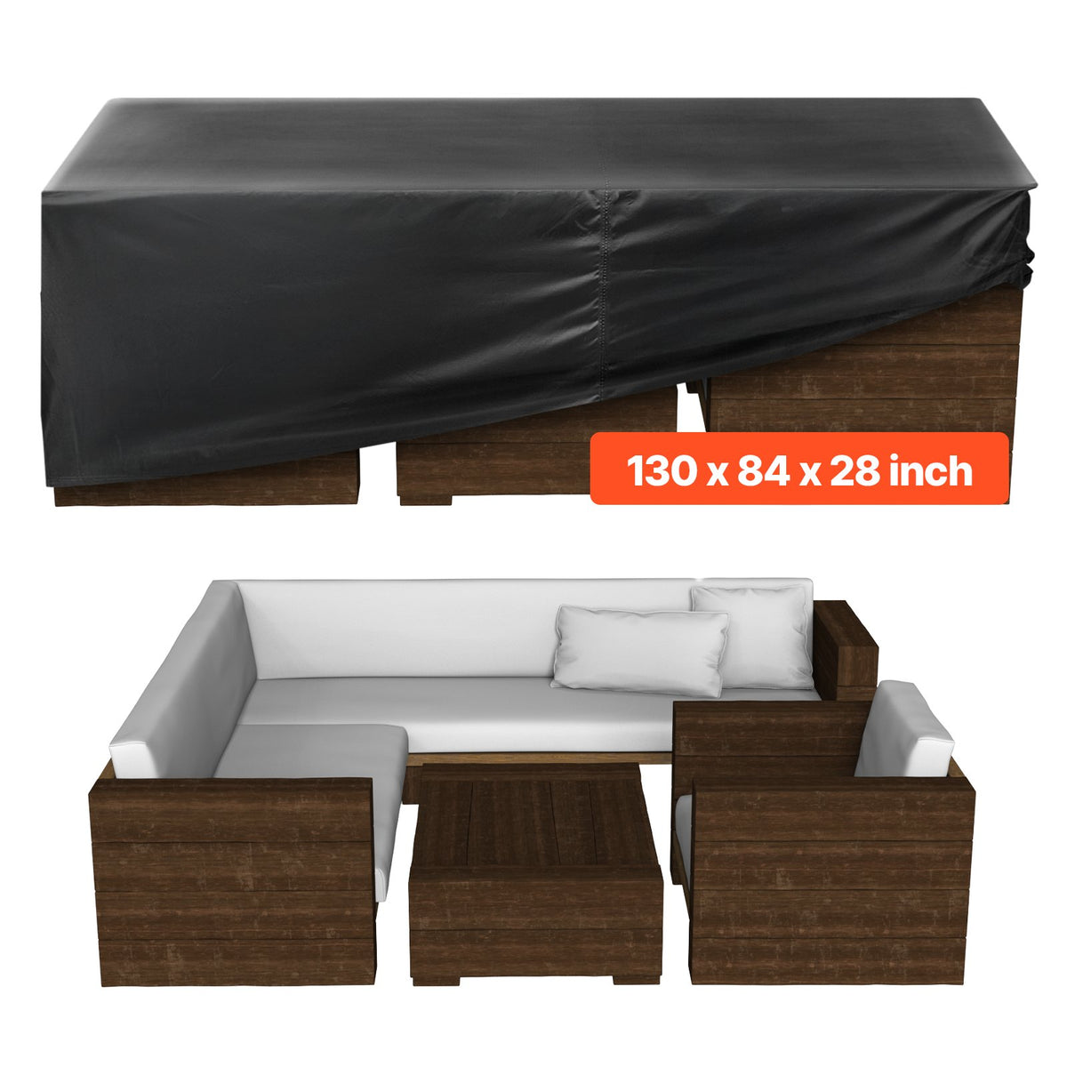 VEVOR Patio Furniture Cover, 420D Heavy Duty Waterproof Outdoor Dining Table and Chairs Cover, Large Rectangular Patio Table Covers with Air Vent for All Weather, 130L x 84W x 28H inch, Black - FXJJZNJB1308Q1CA8001V0 - view 1