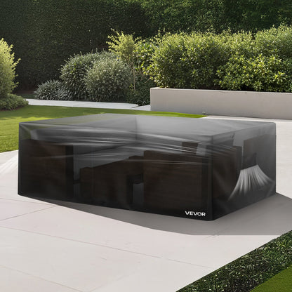 VEVOR Patio Furniture Cover, 420D Heavy Duty Waterproof Outdoor Dining Table and Chairs Cover, Large Rectangular Patio Table Covers with Air Vent for All Weather, 130L x 84W x 28H inch, Black - FXJJZNJB1308Q1CA8001V0 - view 9