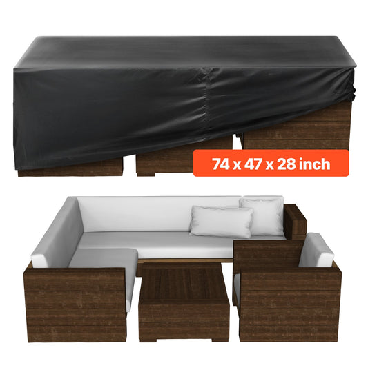 VEVOR Patio Furniture Cover, 420D Heavy Duty Waterproof Outdoor Dining Table and Chairs Cover, Large Rectangular Patio Table Covers with Air Vent for All Weather, 74L x 47W x 28H inch, Black - FXJJZNJB7447OQS90001V0 - view 1