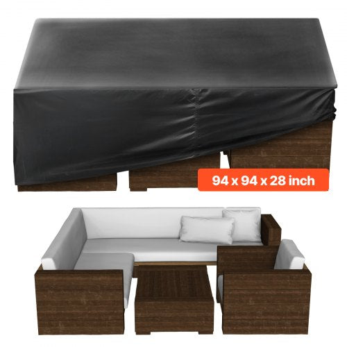 VEVOR Patio Furniture Cover, 420D Heavy Duty Waterproof Outdoor Dining Table and Chairs Cover, Large Squre Patio Table Covers with Air Vent for All Weather, 94L x 94W x 28H inch, Black - FXJJZNJB9494LJL1F001V0 - view 2