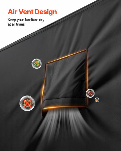 VEVOR Patio Furniture Cover, 420D Heavy Duty Waterproof Outdoor Dining Table and Chairs Cover, Large Squre Patio Table Covers with Air Vent for All Weather, 94L x 94W x 28H inch, Black - FXJJZNJB9494LJL1F001V0 - view 8