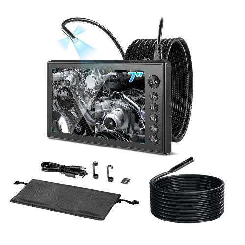 VEVOR Triple Lens Endoscope with Dual-Cable Setup, Industrial Borescope with Light, 7" HD IPS Spilt-Screen, 8 + 2 LEDs, 8X Zoom, IP67 Waterproof Snake Camera for Auto, Plumbing (16.4FT + 9.8FT Cables) - FXKQXNKJ7INCV1MTD001V9 - view 2