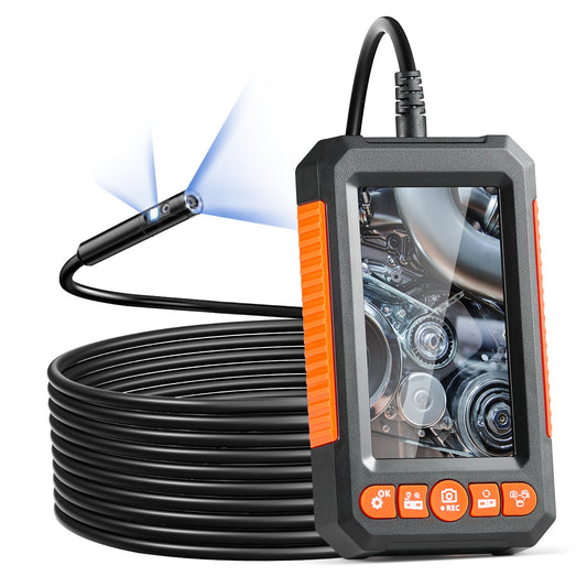 VEVOR Endoscope Camera with Light, Dual Lens Industrial Borescope, 4.3" Screen 1080P Inspection Camera, 8 + 1 Lights, 4X Zoom, IP67 Waterproof Snake Camera for Auto, Plumbing (16.4FT Cable, 32GB Card) - FXKQXNKJDPM4D04UHV9 - view 1