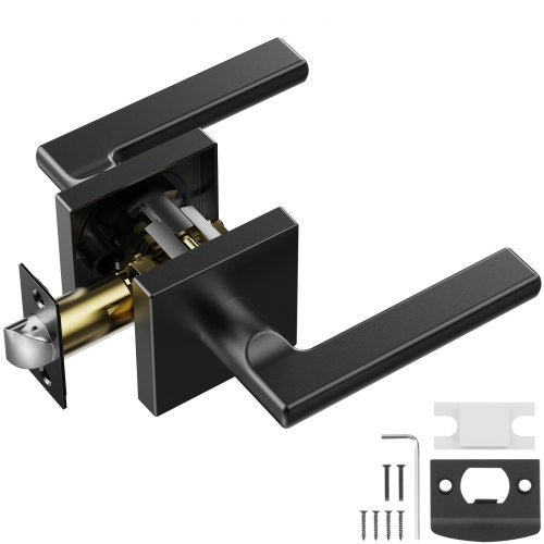 VEVOR Passage Door Handle, 1 Pack Matte Black Door Lever, Left or Right Handing Reversible Lever Non-Locking, 45° Rotation to Open, Square Interior Door Handles for Hallways, Closets, Meeting Spaces - FXTDMBS1J000C0BM2V0 - view 1