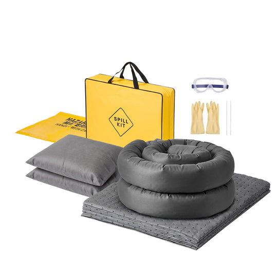 VEVOR Complete Spill Absorbent Kit for Oil & Water, 20PCS Medium-Duty Spill Absorbent Pads, 2 Socks, 2 Pillows, 2 Hazardous Material Bags, 1 Carrying Bag for Garage Workshop Spill Control & Cleanup - FYCKZQJYPTYXSQ2JT001V0 - view 1