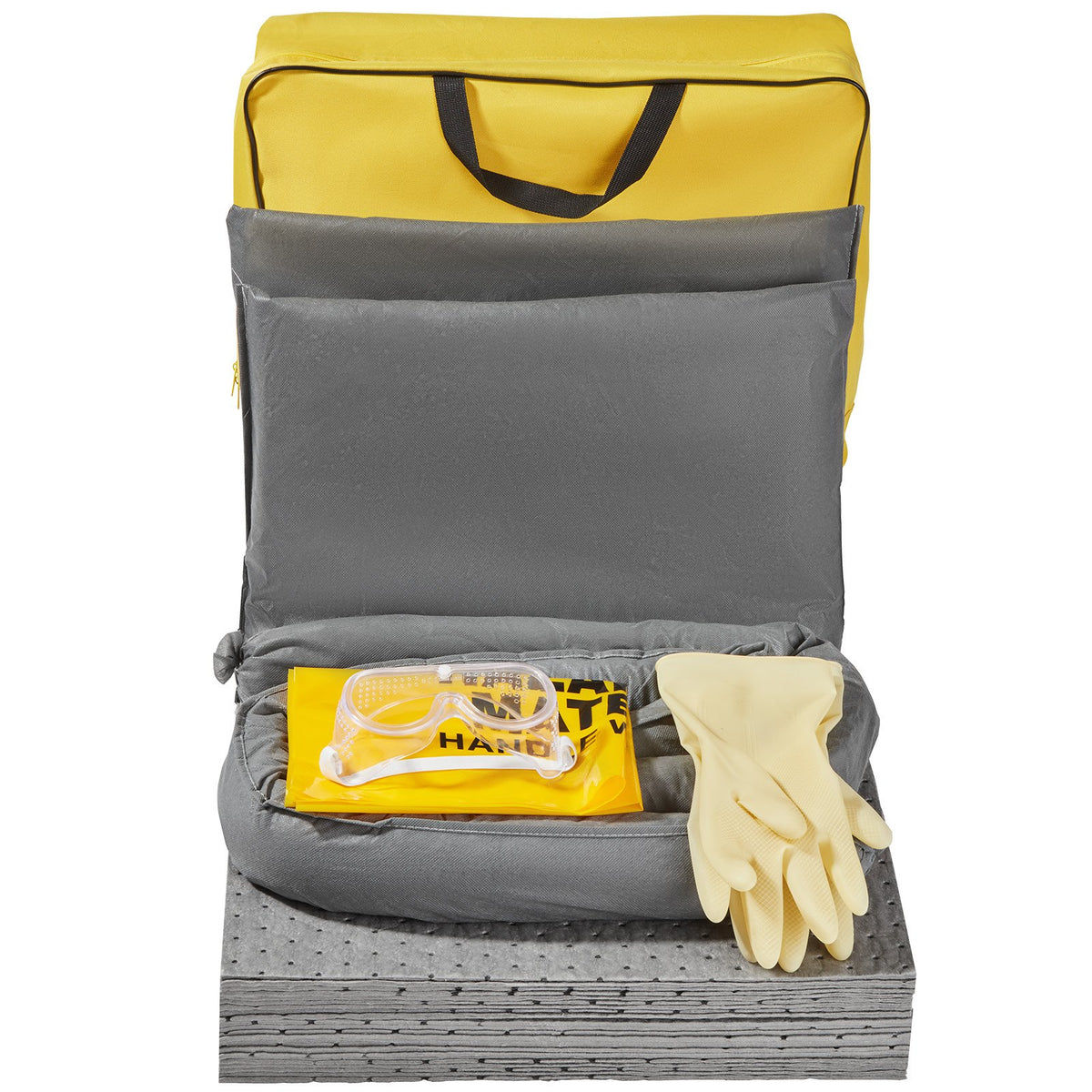 VEVOR Universal Spill Kit, Spill Control Supplies 43 pcs, Includes 30 Universal Sorbent Pads, 2 Universal Sorbent Socks 3"x4', 2 Disposal Pillows, Rubber Gloves, and Bag - FYCKZYPTYXXSB12WKV0 - view 10
