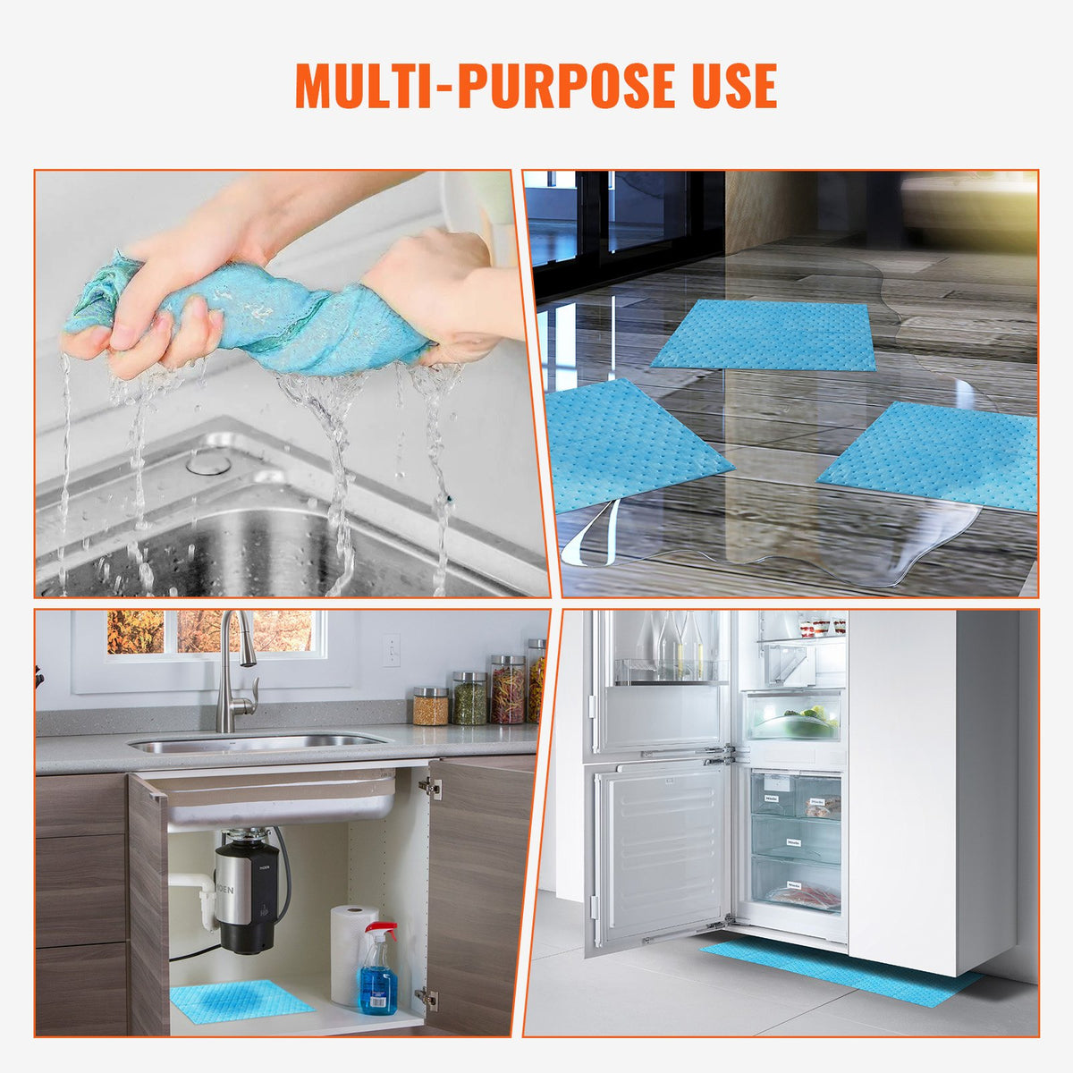 VEVOR Spill Absorbent Pads, Water Absorbing Mat Pad in Dispenser Box, 6 Gal Capacity, 15" L x19" W Polypropylene Absorbent Pad for Water, 30 pcs per Box - FYCKZYPXSXXSJ71XHV0 - view 7