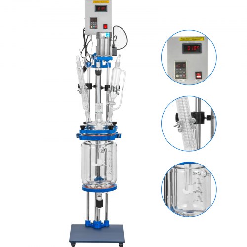 VEVOR Jacketed Reactor 5L Laboratory Glass Reactor, Jacketed Glass Reactor, Chemical Reaction Vessel, Lab Jacketed Reactor, Reaction Vessel Chemistry, With Digital Display, For Reaction Distillation - FYF5LGPG000000001V1 - view 1