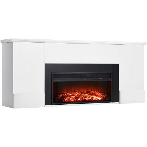 VEVOR 75 inch Freestanding Fireplaces, 1500W 5120BTU Fake Electric Fireplace Stove Heater with Mantel, Overheating Protection, Adjustable Flames,Timer, Remote, for Living Room,Bedroom,White - FZBL75INCHBSYOXBL001V1 - view 2