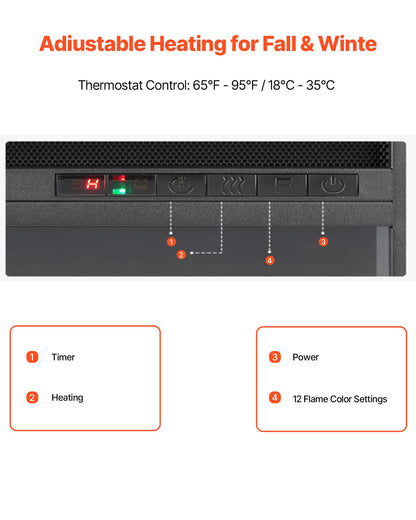 VEVOR 75 inch Freestanding Fireplaces, 1500W 5120BTU Fake Electric Fireplace Stove Heater with Mantel, Overheating Protection, Adjustable Flames,Timer, Remote, for Living Room,Bedroom,White - FZBL75INCHBSYOXBL001V1 - view 6