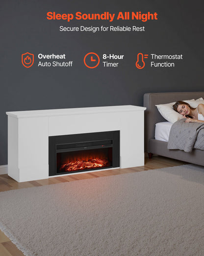 VEVOR 75 inch Freestanding Fireplaces, 1500W 5120BTU Fake Electric Fireplace Stove Heater with Mantel, Overheating Protection, Adjustable Flames,Timer, Remote, for Living Room,Bedroom,White - FZBL75INCHBSYOXBL001V1 - view 7