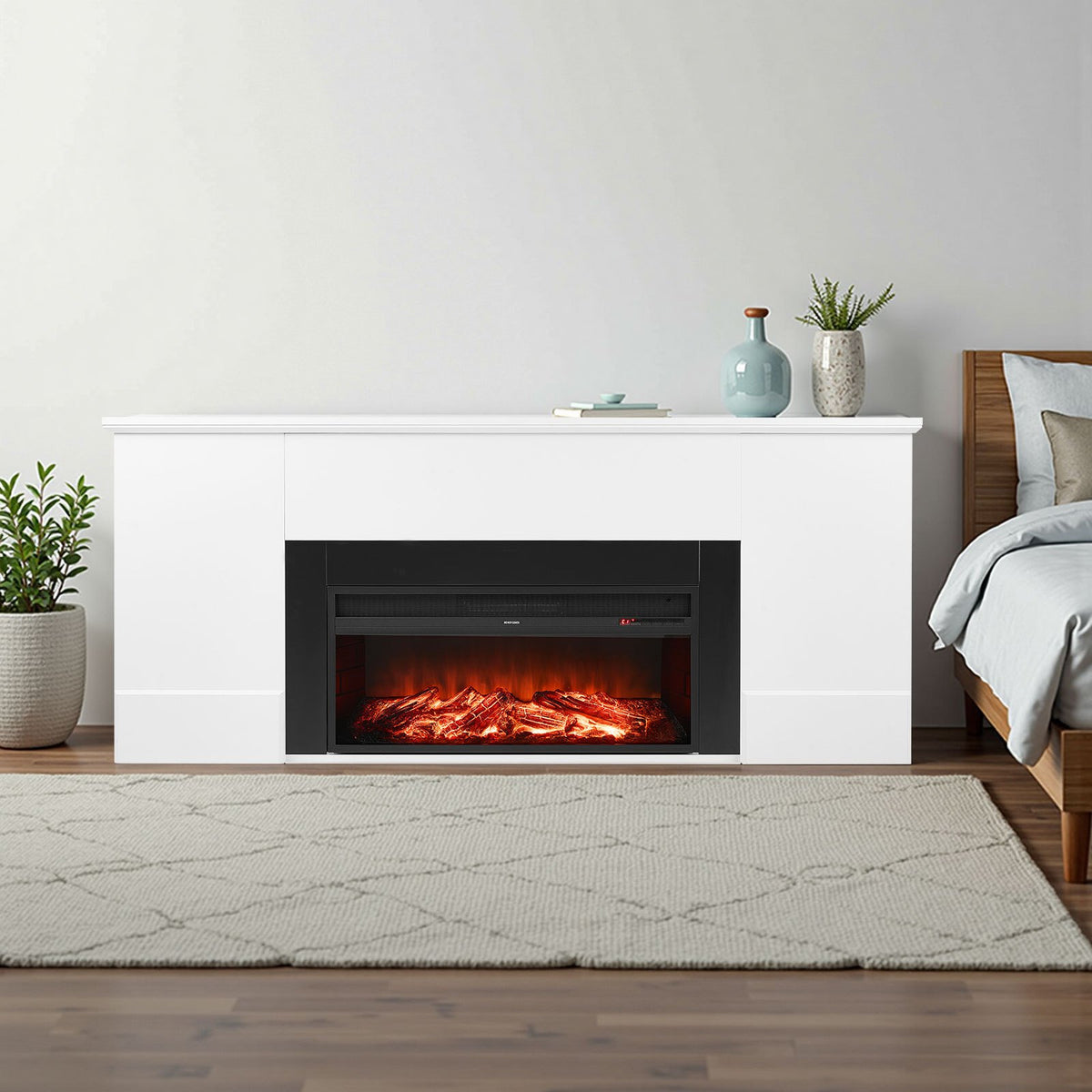 VEVOR 75 inch Freestanding Fireplaces, 1500W 5120BTU Fake Electric Fireplace Stove Heater with Mantel, Overheating Protection, Adjustable Flames,Timer, Remote, for Living Room,Bedroom,White - FZBL75INCHBSYOXBL001V1 - view 9