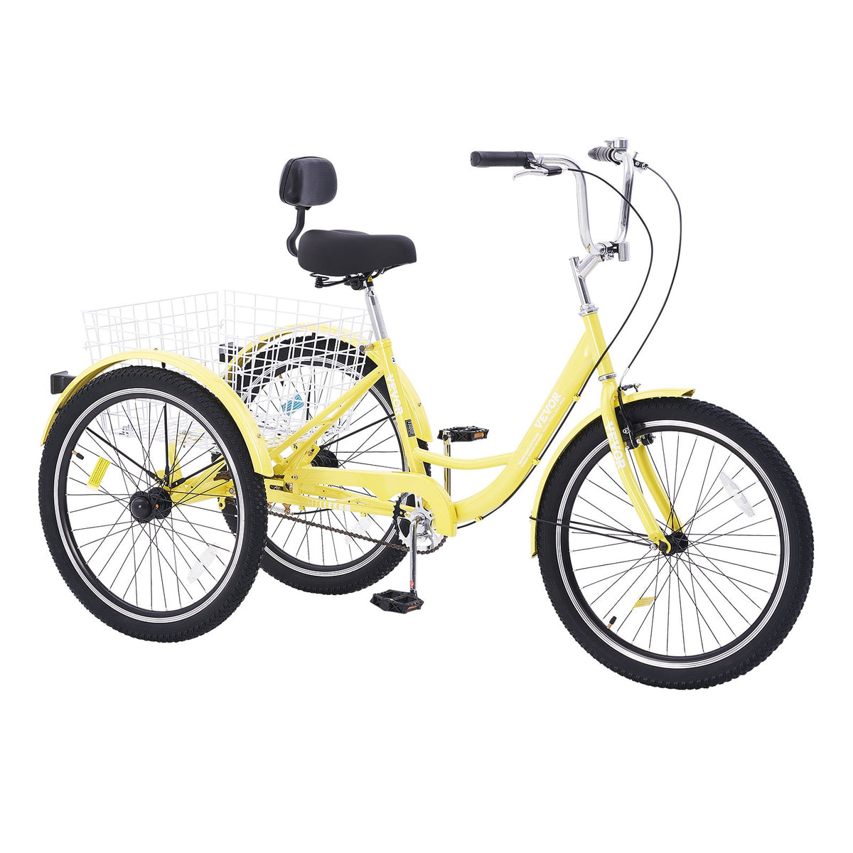 VEVOR Adult Tricycles Bike, 20 Inch Three-Wheeled Bicycles, 3 Wheel Bikes Trikes, Carbon Steel Cruiser Bike with Basket & Adjustable Seat, Picnic Shopping Tricycles for Seniors, Women, Men (Yellow) - FZDKRLSLCTG2YK8RYV0 - view 10