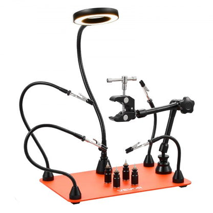 VEVOR Magnetic Helping Hands Soldering Station, Third Hand Soldering Tool with 3X LED Magnifying Lamp, 4 PCB Holders & 360 Hot Air Gun Holder, Heavy-Duty Base Station for Electronic Repair Craft Hobby - FZSHJZ4GFZS454WT2001V9 - view 2