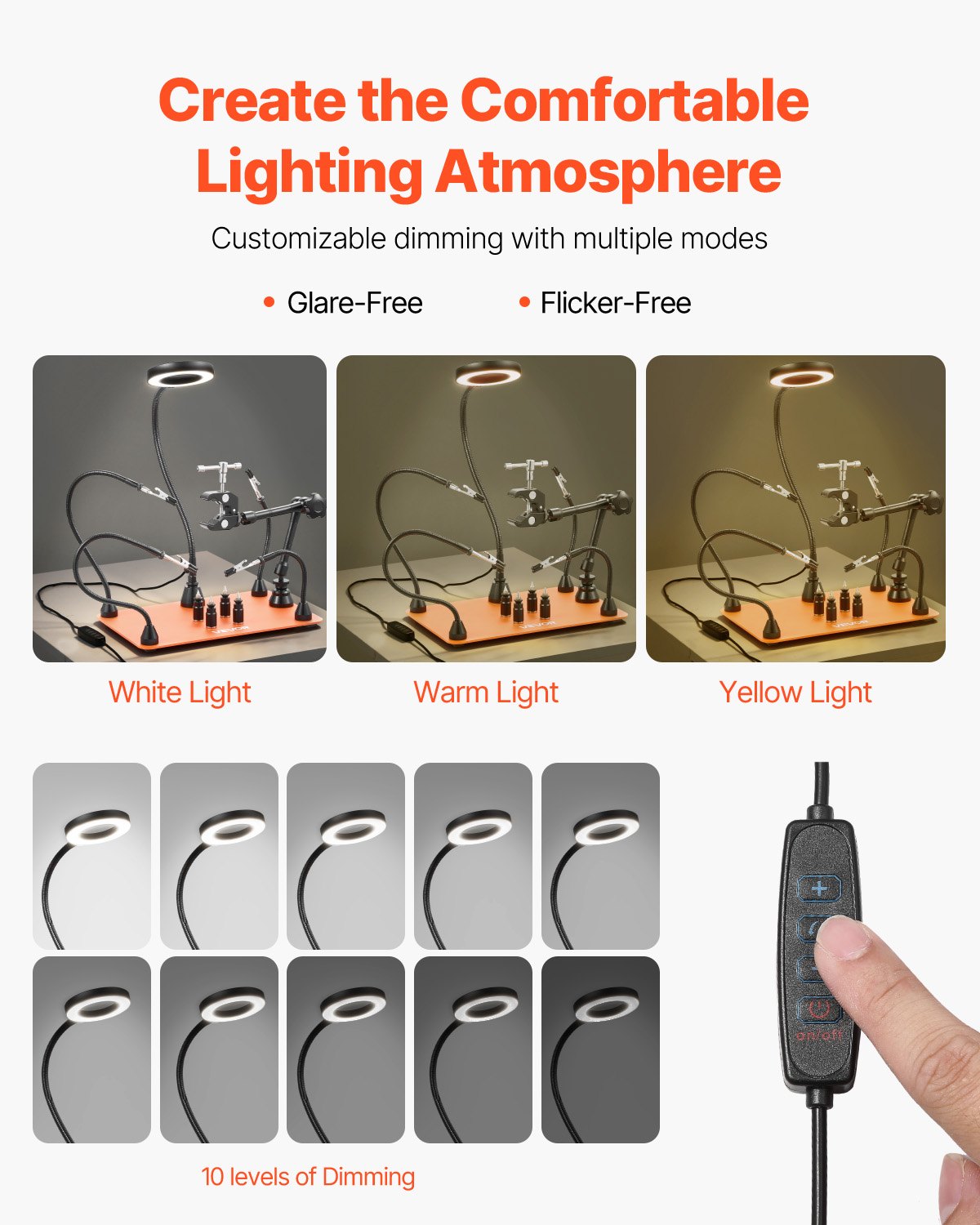 VEVOR Magnetic Helping Hands Soldering Station, Third Hand Soldering Tool with 3X LED Magnifying Lamp, 4 PCB Holders & 360 Hot Air Gun Holder, Heavy-Duty Base Station for Electronic Repair Craft Hobby - FZSHJZ4GFZS454WT2001V9 - view 5