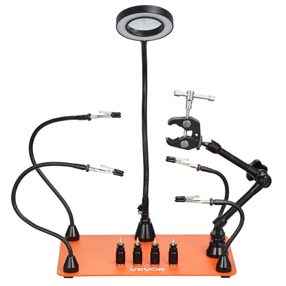 VEVOR Magnetic Helping Hands Soldering Station, Third Hand Soldering Tool with 3X LED Magnifying Lamp, 4 PCB Holders & 360 Hot Air Gun Holder, Heavy-Duty Base Station for Electronic Repair Craft Hobby - FZSHJZ4GFZS454WT2001V9 - view 10