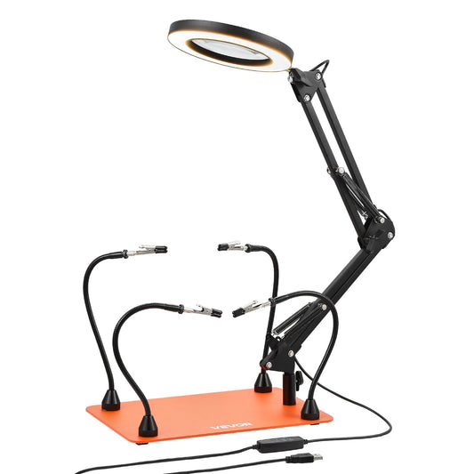 VEVOR Magnetic Helping Hands Soldering Station, 4 Flexible Arms Third Hand Tool with 3X LED Magnifying Lamp & Non-Slip Heavy-Duty Base, Soldering Helping Hands for Electronic Repair Craft Hobby DIY - FZSHJZ4GFZSB7GHH2001V9 - view 1