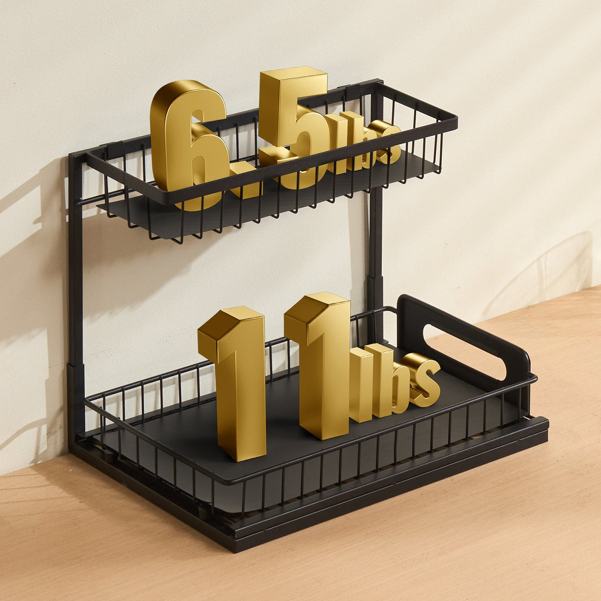VEVOR 2 Tier Pull Out Cabinet Organizer(10.7"W x 14.2"D ), Under Sink Organizer and Storage, Slide Out Drawer Cabinet Organizer, Wire Basket Sliding Shelf, 12.5"Wx15.5"Dx13"H Install Size for Cabinet - FZSLLTGPFECSRVFBHV0 - view 9