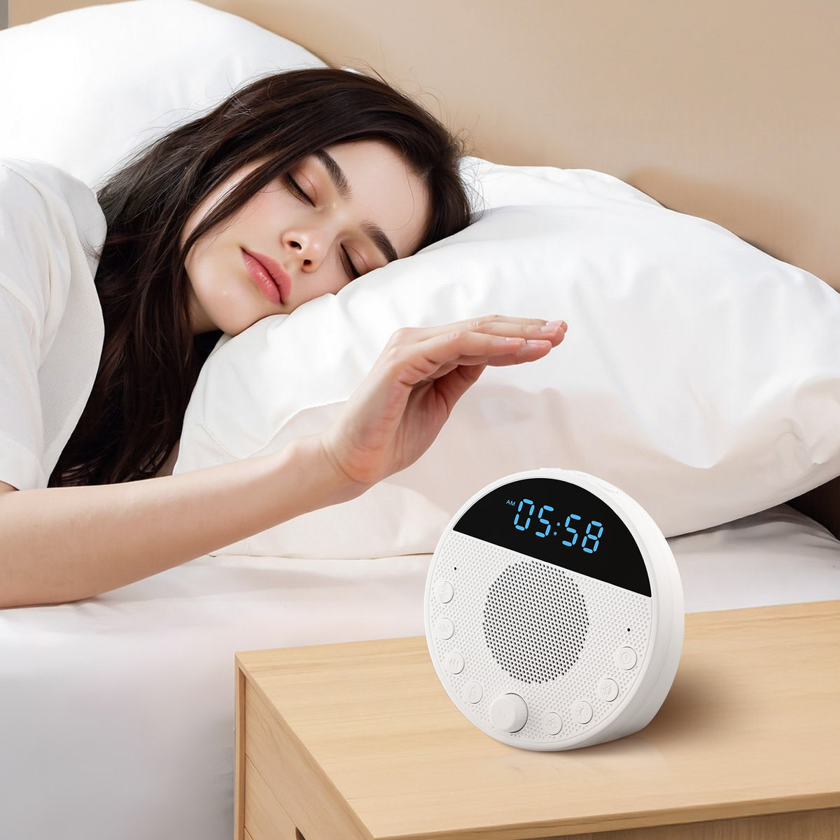 VEVOR Sound Machine, 18 Soothing Sleep Sounds, 7-Color Night Light, 6-in-1 White Noise Sound Machine with Dual Alarms, APP, Auto-Off Timer and Memory Function, for Baby, Adults, Home, Office & Travel - FZSMYSLTMS18SZ8ERV9 - view 9