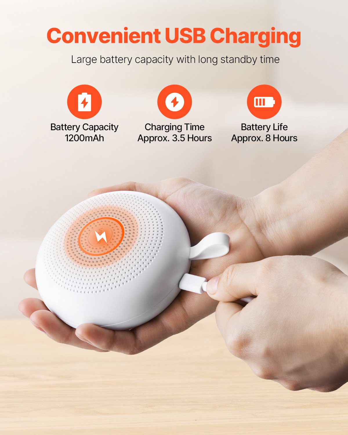 VEVOR Sound Machine, 30 Soothing Sleep Sounds, 3-in-1 Portable and Hangable White Noise Sound Machine with Auto-Off Timer, Soft Ring Light and Memory Function, for Baby, Adults, Home, Office & Travel - FZSMYSLTMS30RMZBQV9 - view 5