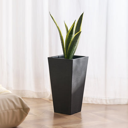 VEVOR Set of 2 Tall Outdoor Planters 22inch, Large Planters For Outdoor Indoor Plants, Black Tapered Square Front Porch Planters Flower Tree Plant Pots with Modern Design and Built-in Drainage - FZXHS22YCBDTHZU9MV0 - view 9