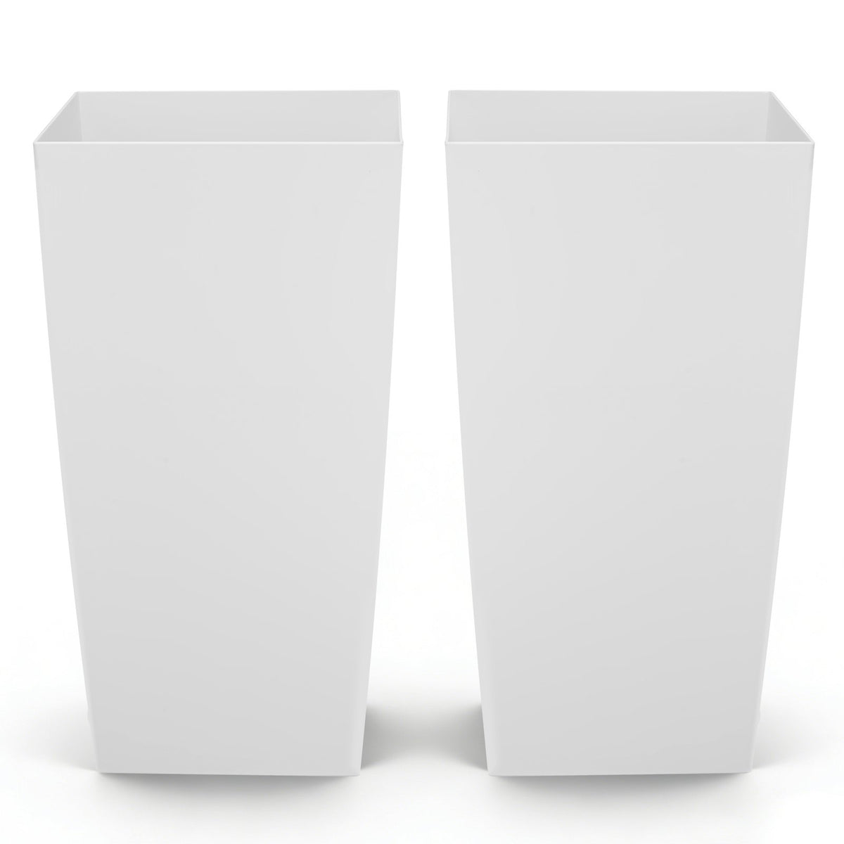 VEVOR Tall Planters Set of 2, 30 Inch Large Outdoor Taper Planters for Outdoor Indoor Plants, Front Porch Plastic Modern Flower Pots with Casters, Inner Pot & Drainage Holes for Patio, Garden, White - FZXZSHPBS2PC33CA2001V0 - view 1