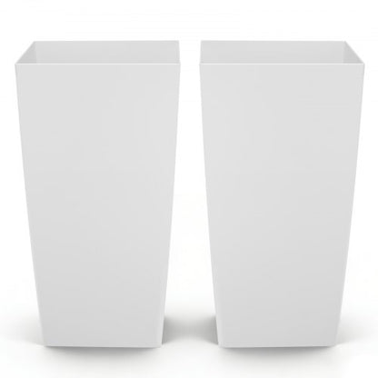 VEVOR Tall Planters Set of 2, 30 Inch Large Outdoor Taper Planters for Outdoor Indoor Plants, Front Porch Plastic Modern Flower Pots with Casters, Inner Pot & Drainage Holes for Patio, Garden, White - FZXZSHPBS2PC33CA2001V0 - view 2